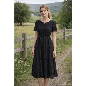 The Main Street Exchange Lace Prairie Dress Boho Cottagecore Romantic Small